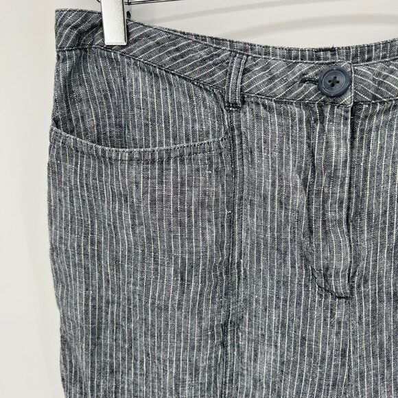 Sundance 100%‎ Linen Striped Pants Size 10 Wide Leg Gray Beachy Coastal - Picture 3 of 12